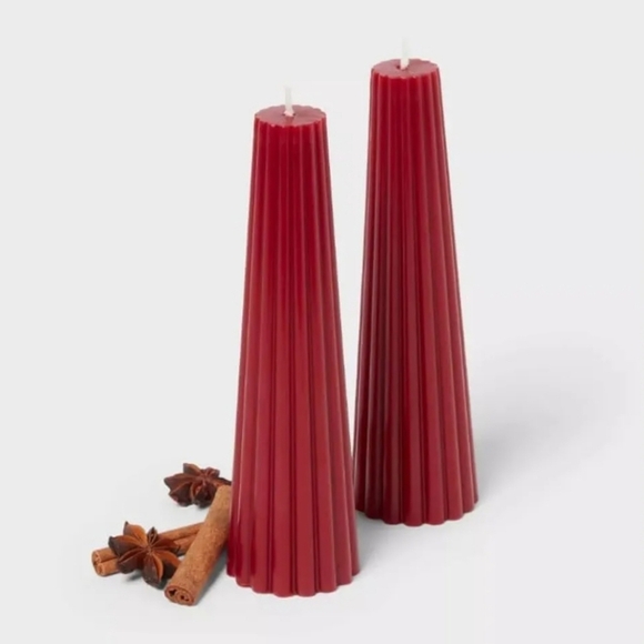 NEW Set of 2 Holiday Hearth Ribbed Taper Candles - Picture 5 of 12
